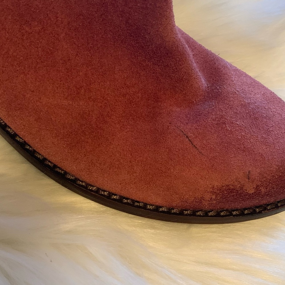 Anthropologie Latigo Dosha Suede Booties in Rust Size 7.5 - Picture 4 of 10